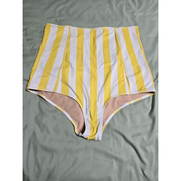 Kortni Jeane large women's  yellow striped high waist swimsuit bottom - Picture 1 of 3